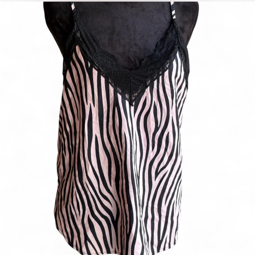 Zebra Print Lace Trim Cami Top